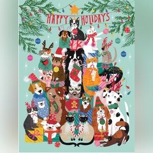 New- 500 Piece Christmas Festive Cat & Dog Puzzle- Holiday